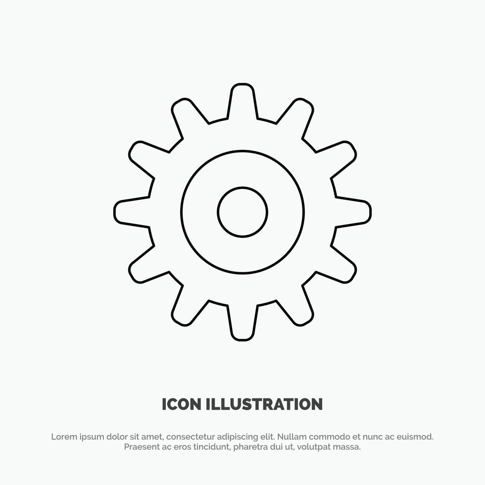 Gear Setting Wheel Line Icon Vector