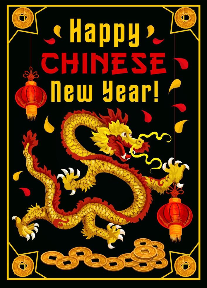 Chinese New Year dragon vector greeting card