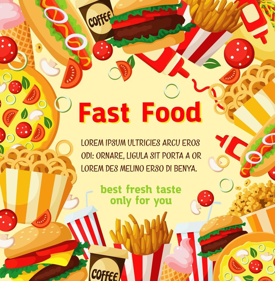 Fast food meal restaurant vector fastfood poster