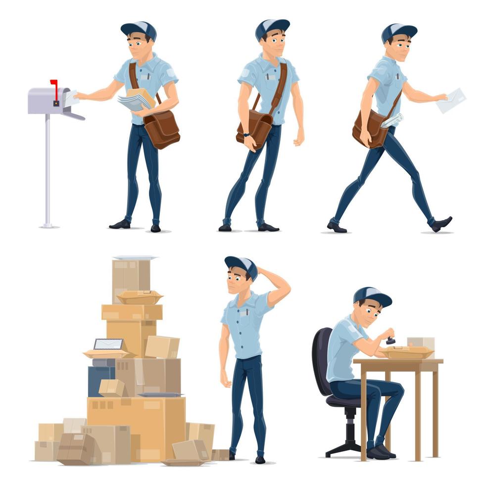 Postman delivering mail icon for postal service vector