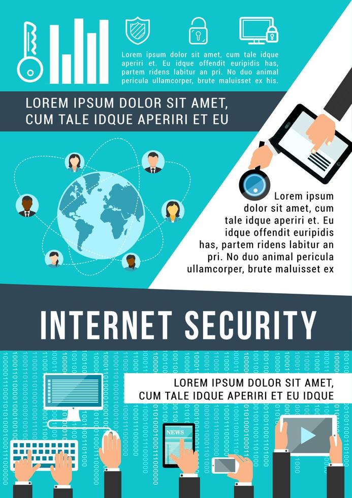 banner de seguridad de internet de diseño de protección de datos vector