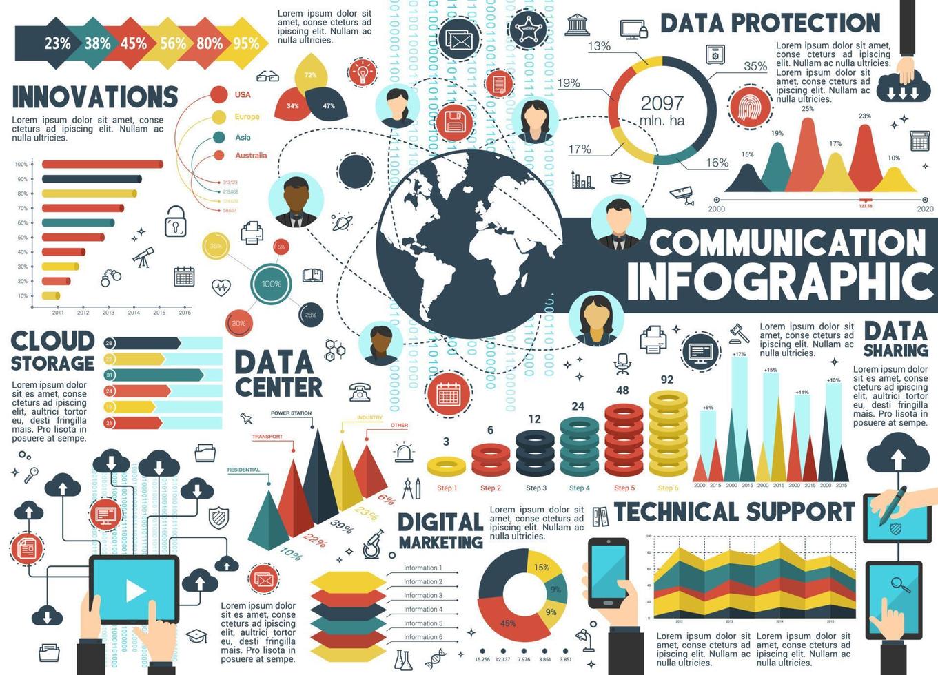 Communication infographic for network design vector