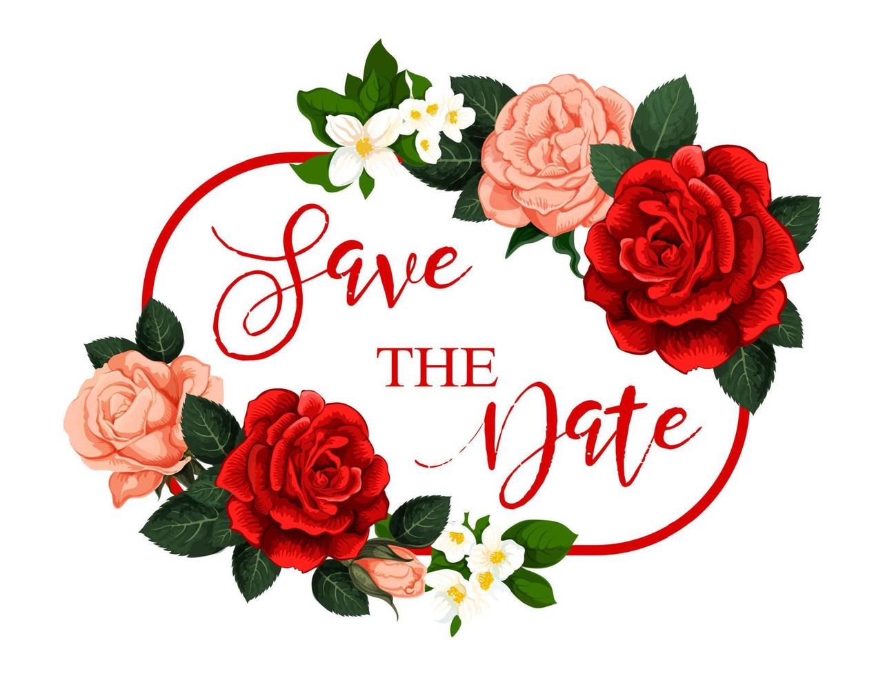 Save the Date flower frame for wedding invitation vector