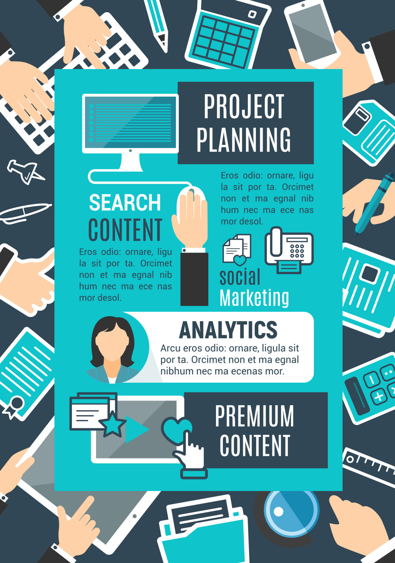 Project planning internet search vector poster 13175149 Vector Art at