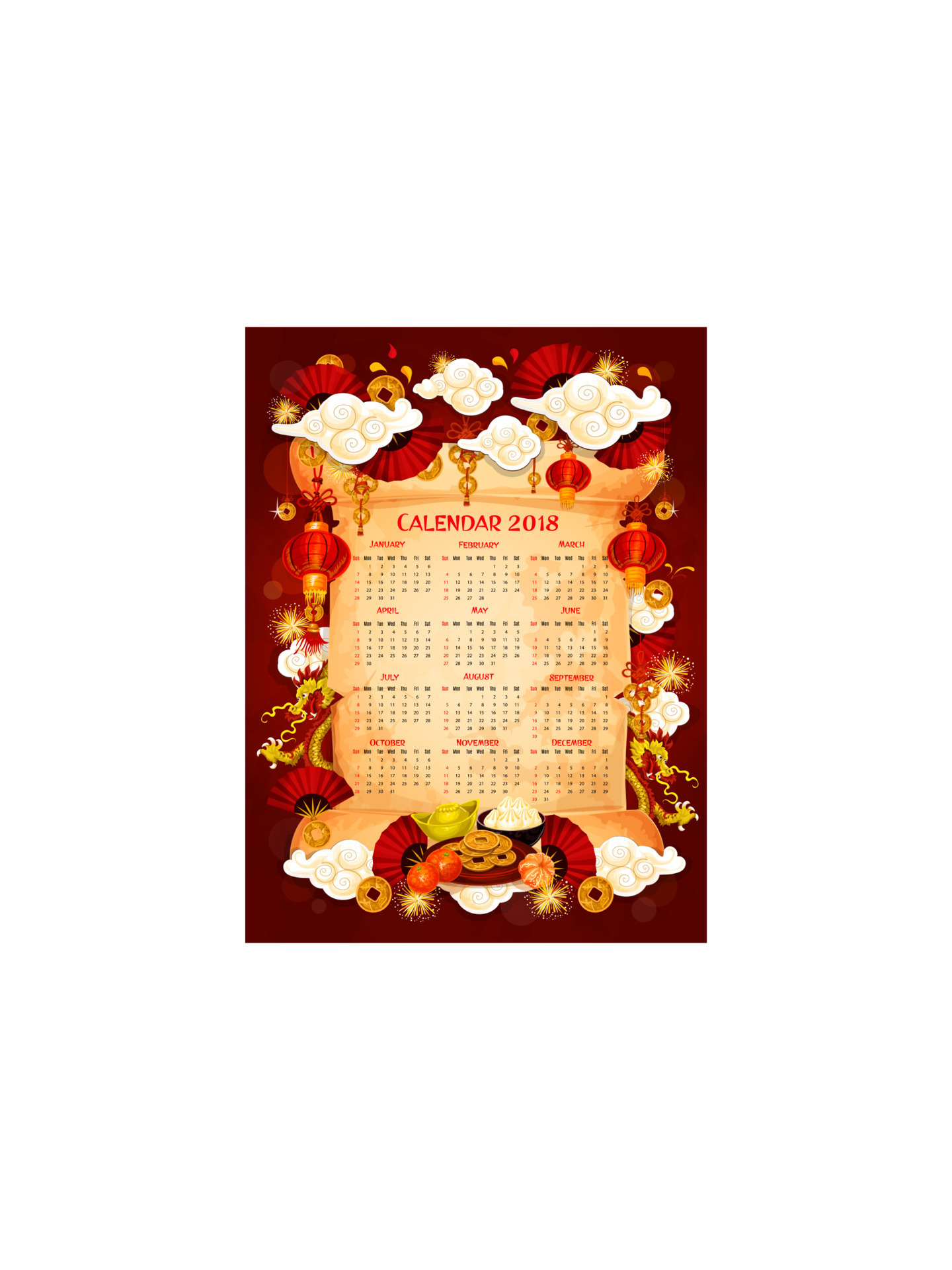Chinese New Year Calendar Template On Parchment 13175155 Vector Art At chinese-new-year-calendar-template-on-parchment-13175155-vector-art-at