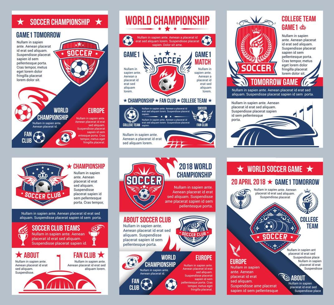 Vector football soccer championship posters