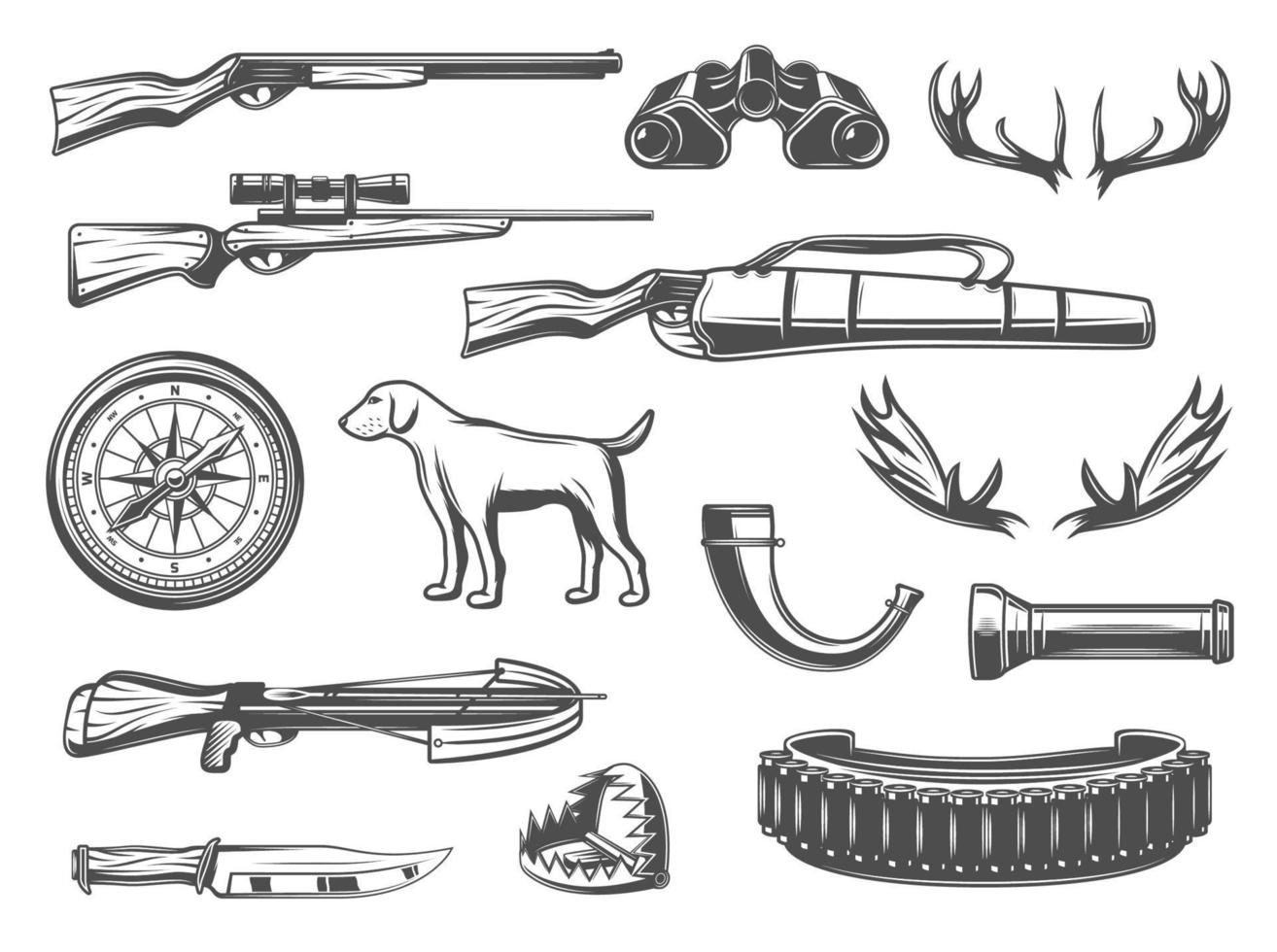 Vector hunting equipment and items