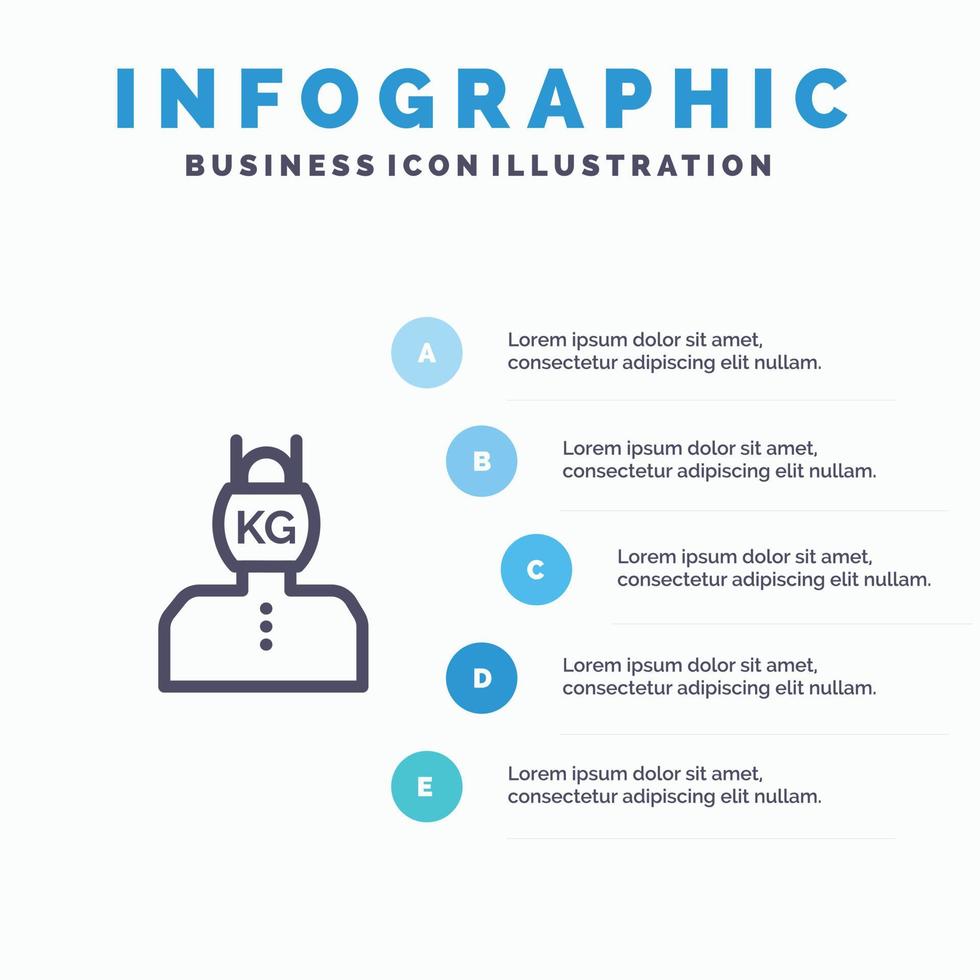 Head Life Problem Stress Weight Line icon with 5 steps presentation infographics Background vector