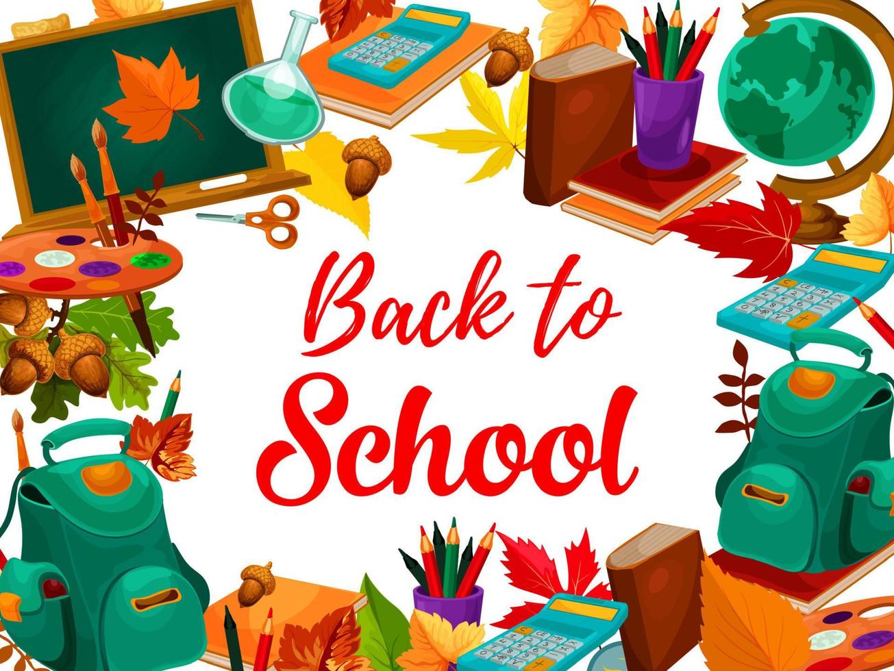 Education supplies poster, back to school design vector