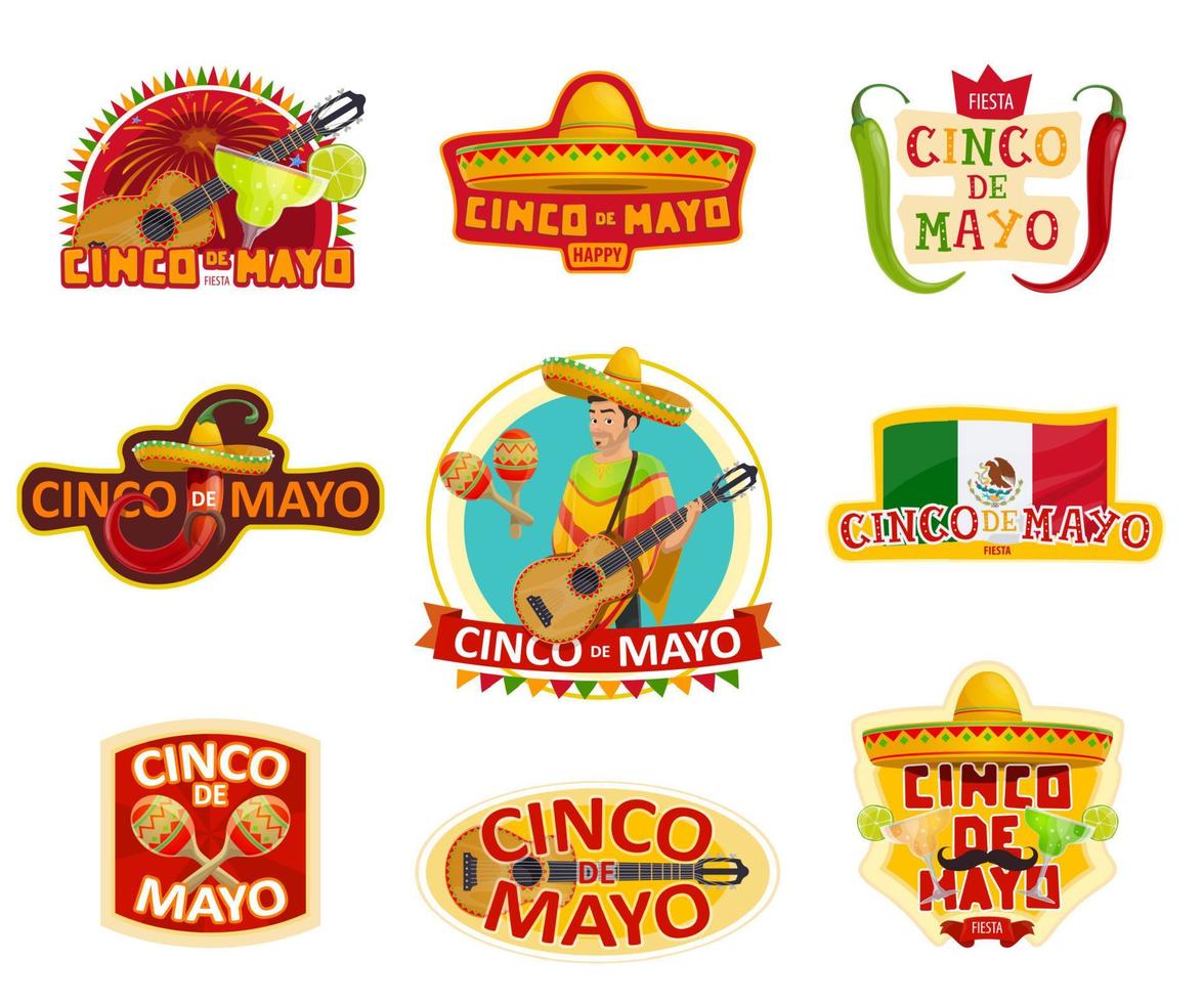 etiqueta cinco de mayo para fiesta mexicana vector