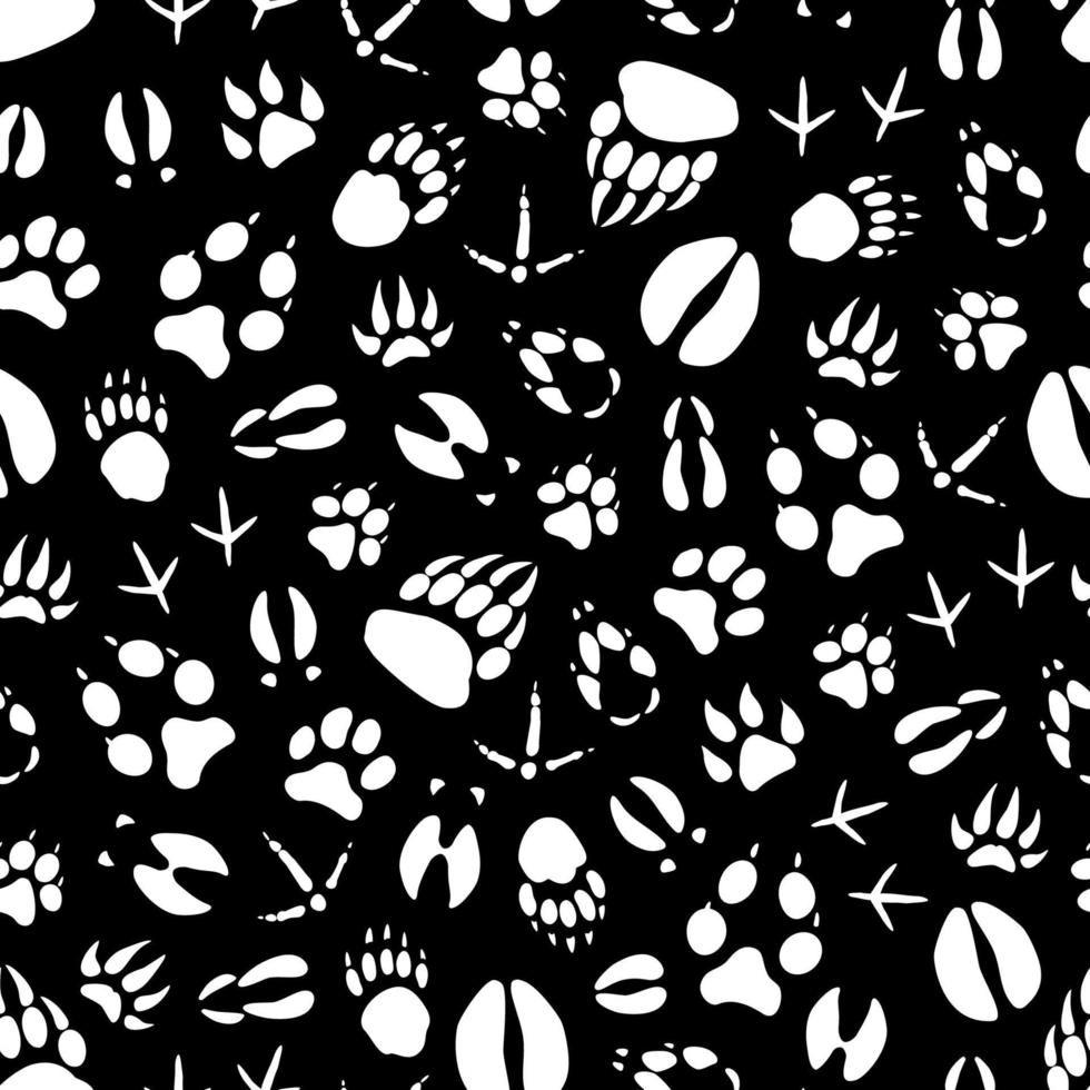 Vector seamless pattern animal or bird footprints
