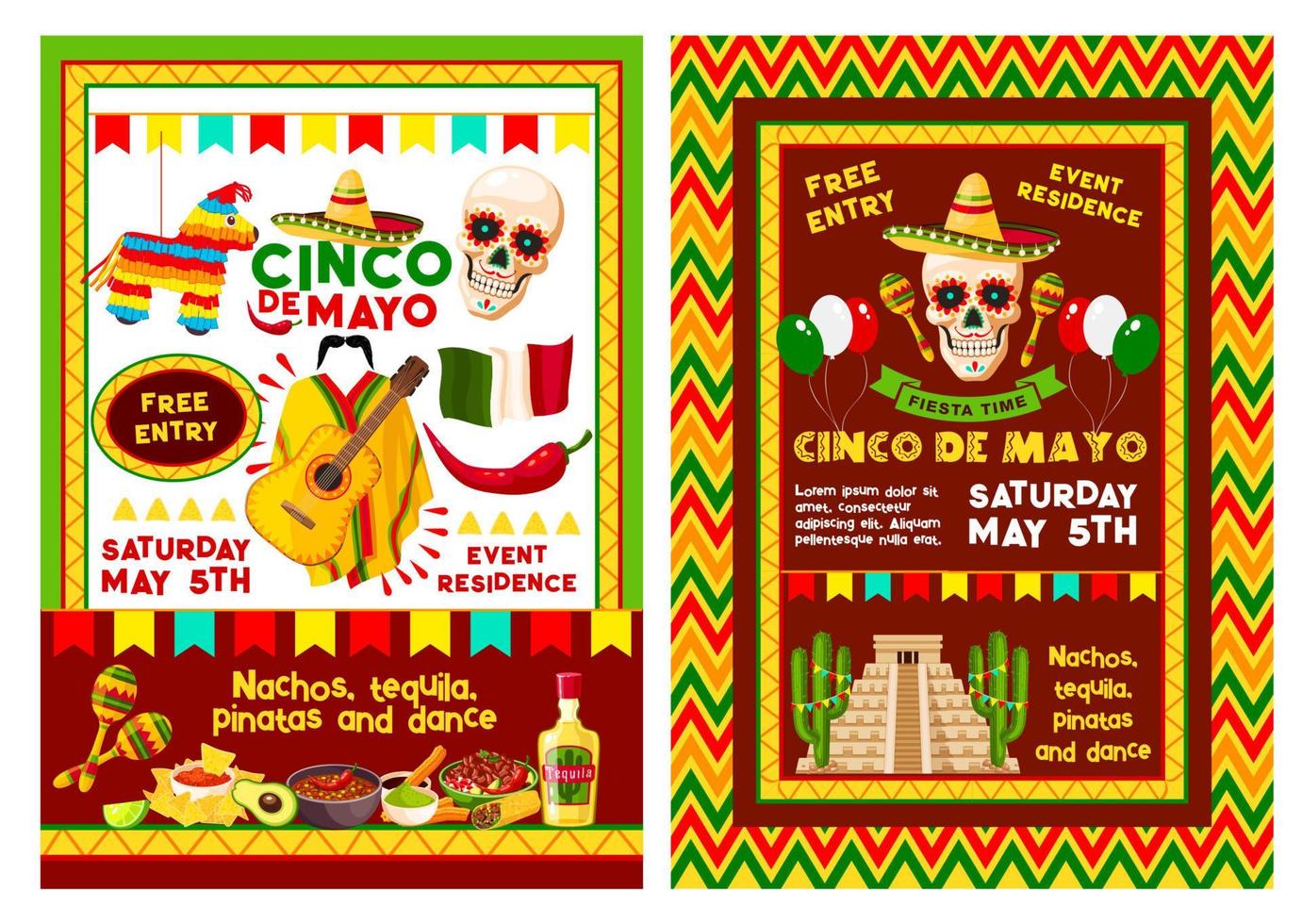 banner de invitación de fiesta mexicana cinco de mayo vector