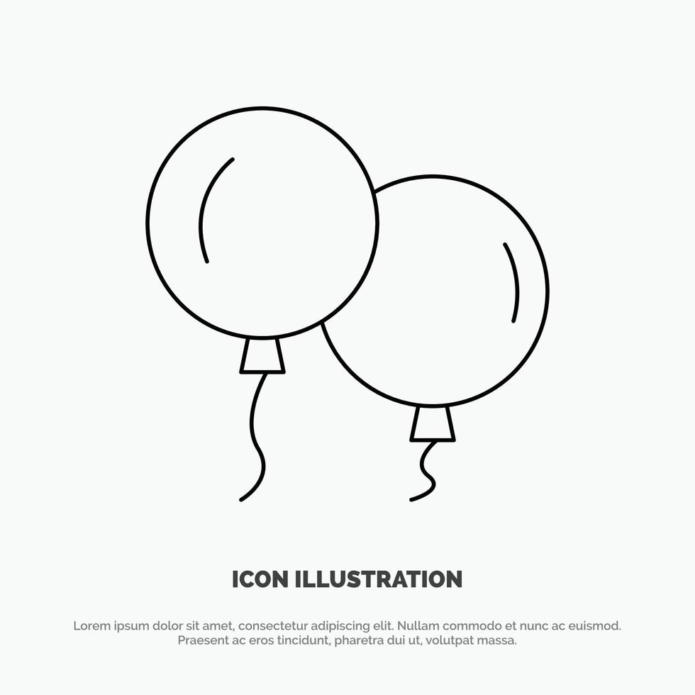 Balloons Fly Spring Line Icon Vector