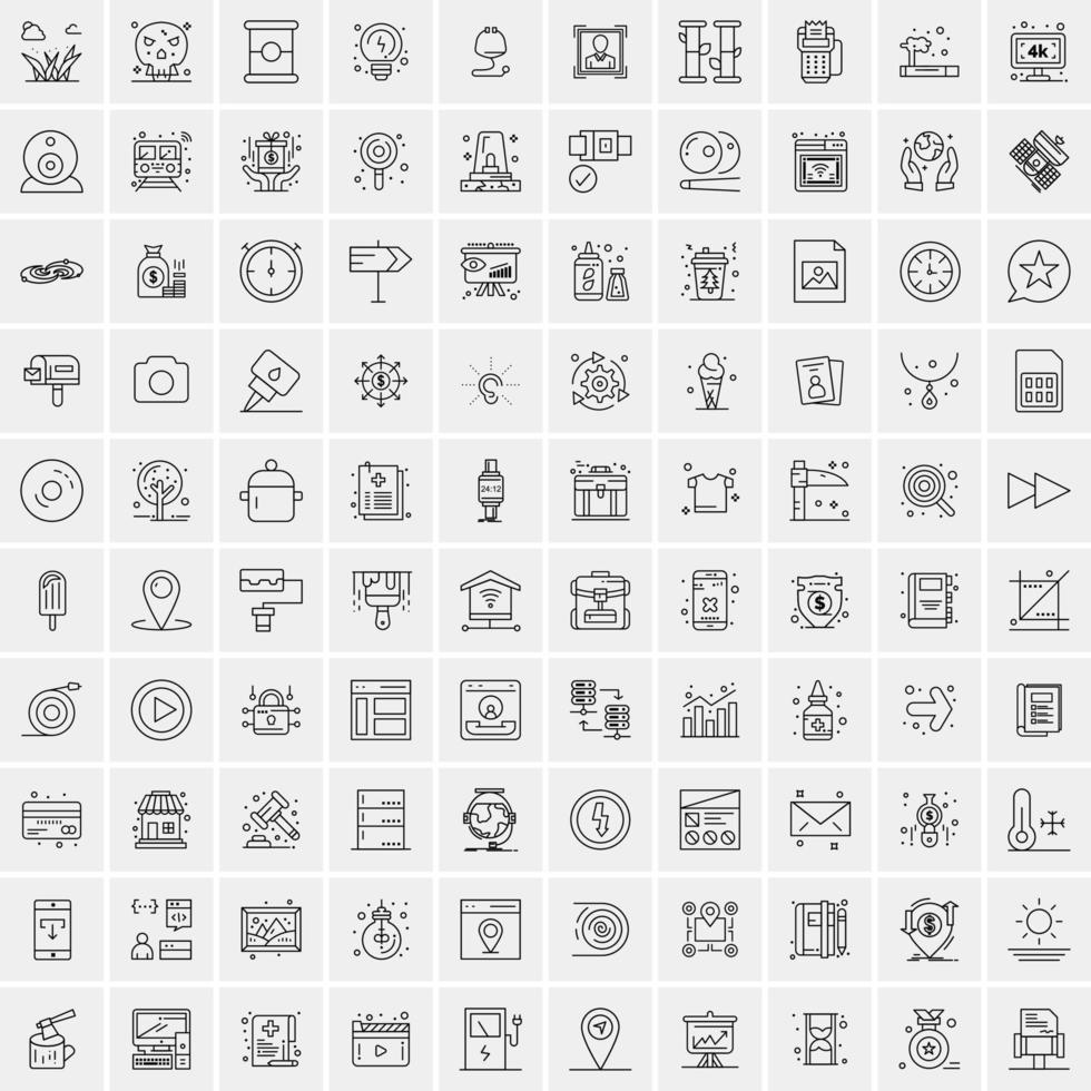 Set of 100 Creative Business Line Icons vector