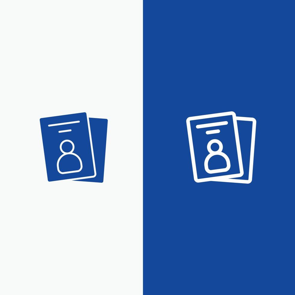 Id Card ID Card Pass Line and Glyph Solid icon Blue banner Line and Glyph Solid icon Blue banner vector