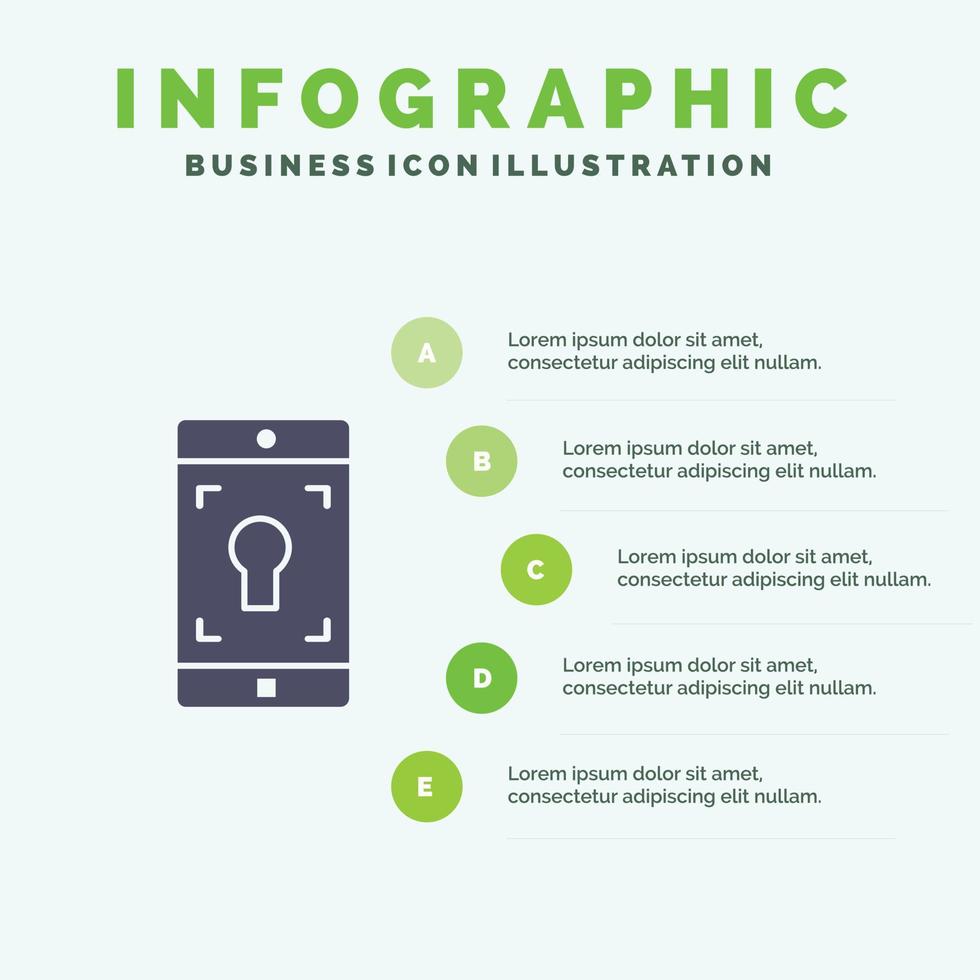 Application Mobile Mobile Application Screen Solid Icon Infographics 5 Steps Presentation Background vector