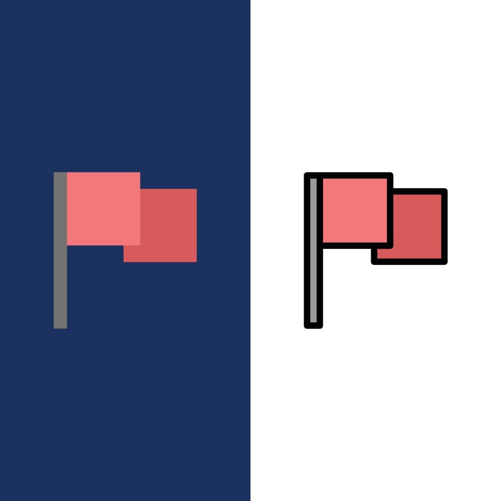 iconos de interfaz de usuario de bandera básica conjunto de iconos rellenos de línea y plana vector fondo azul