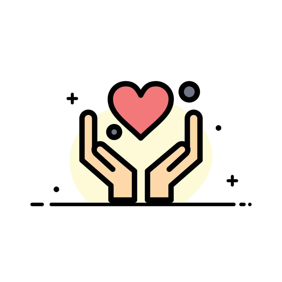 mano corazón amor motivación negocio línea plana lleno icono vector banner plantilla