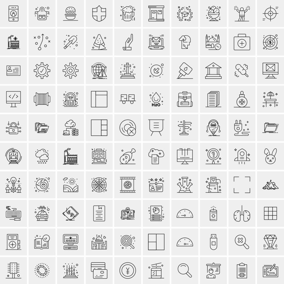 Pack of 100 Universal Line Icons for Mobile and Web vector