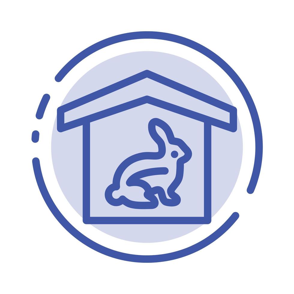 House Rabbit Easter Nature Blue Dotted Line Line Icon vector