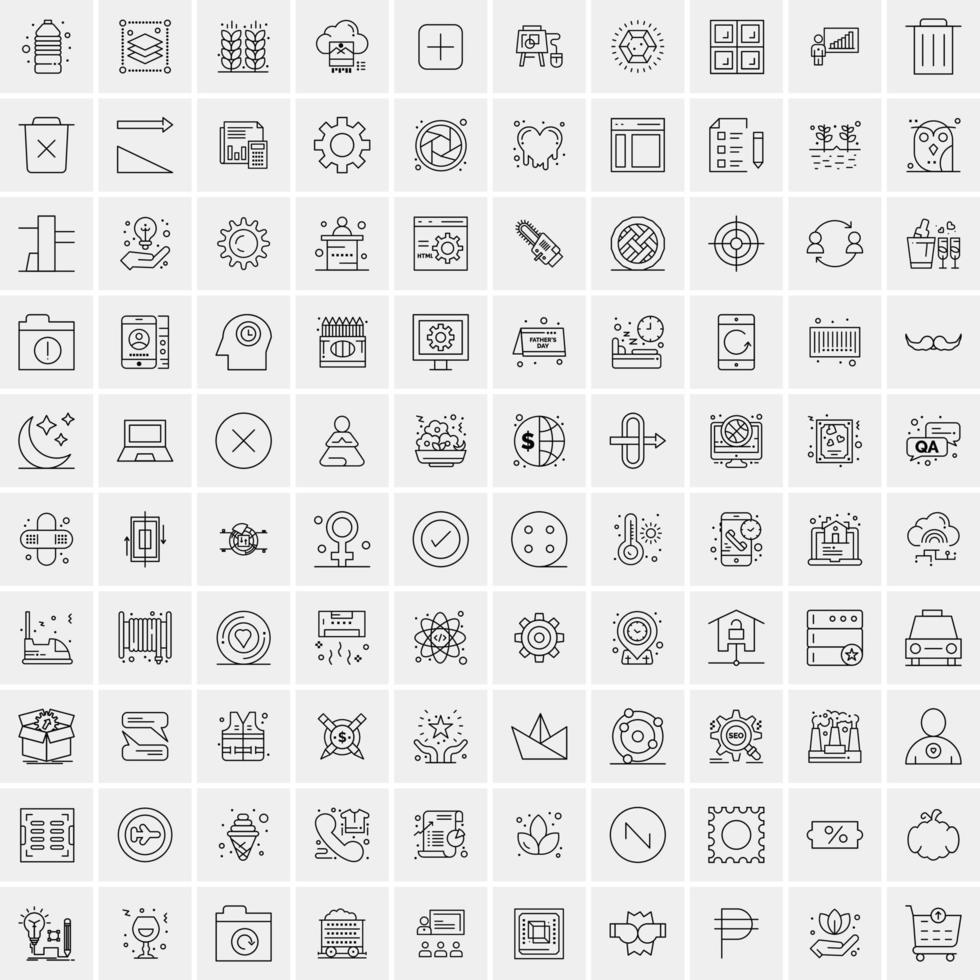 Pack of 100 Universal Line Icons for Mobile and Web vector