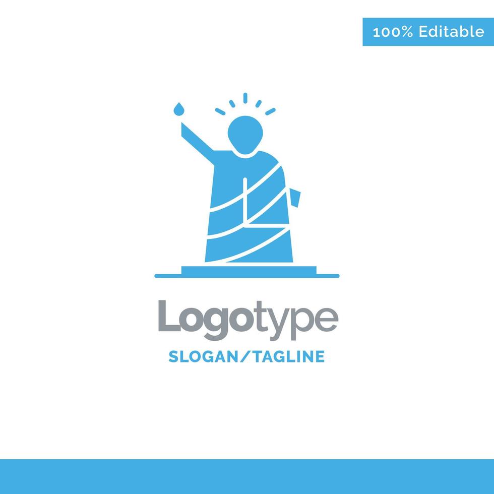 puntos de referencia libertad de la estatua usa plantilla de logotipo sólido azul lugar para el eslogan vector