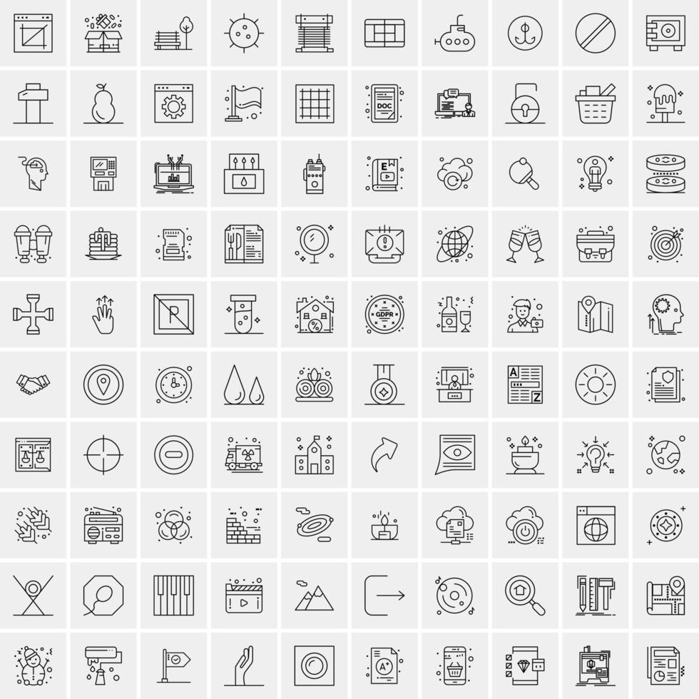 Pack of 100 Universal Line Icons for Mobile and Web vector
