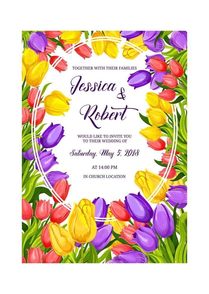 Spring flower banner for wedding invitation design vector