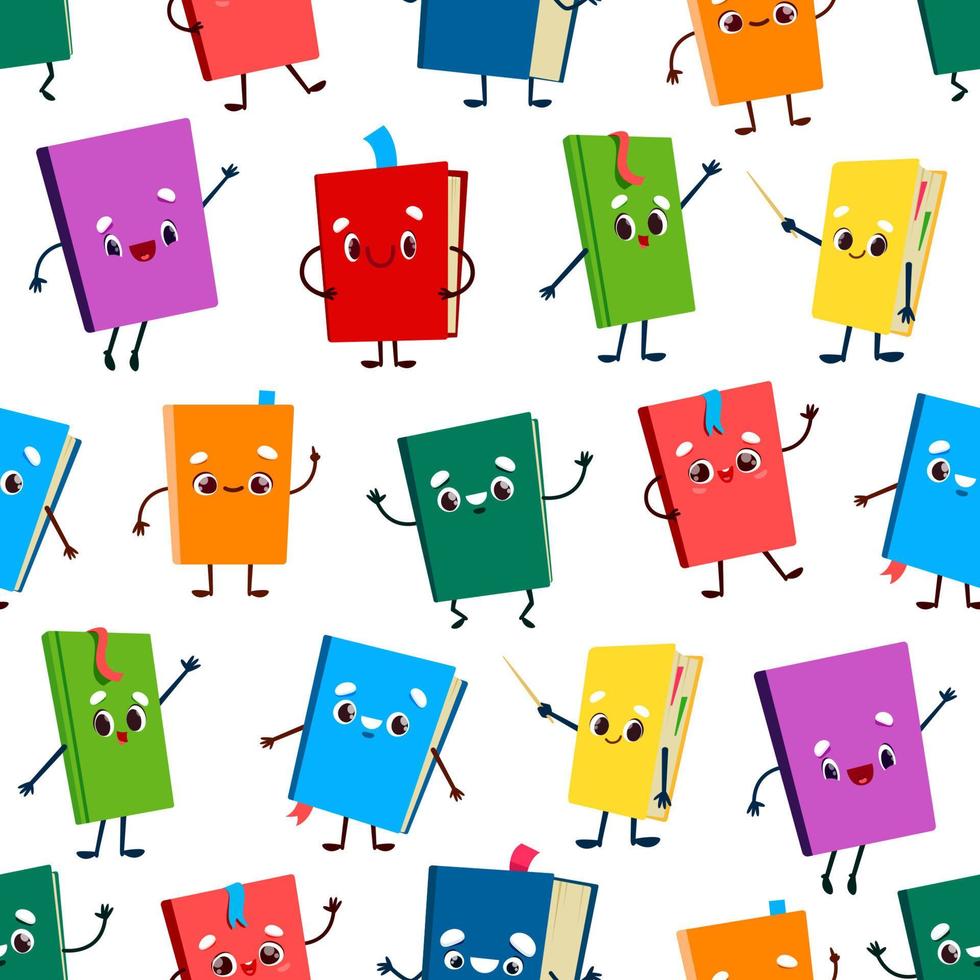 Cartoon textbooks, books seamless pattern vector