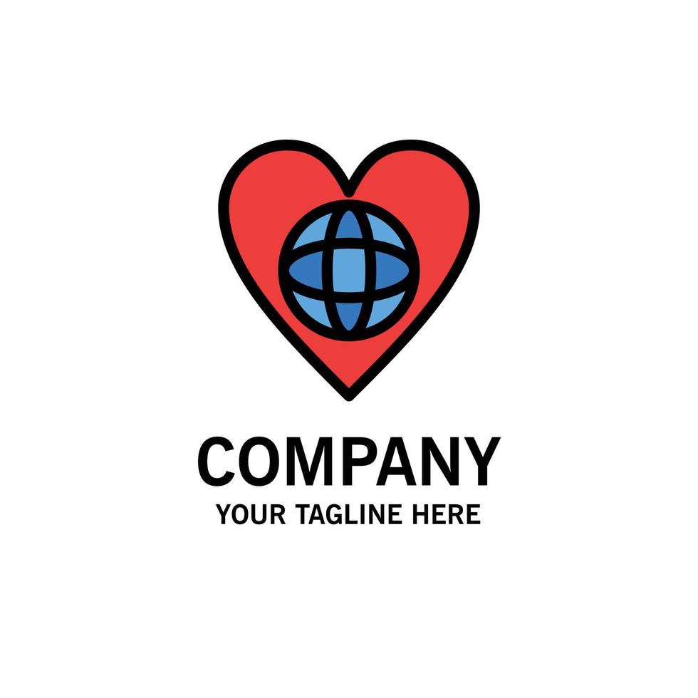 Ecology Environment World Heart Like Business Logo Template Flat Color vector