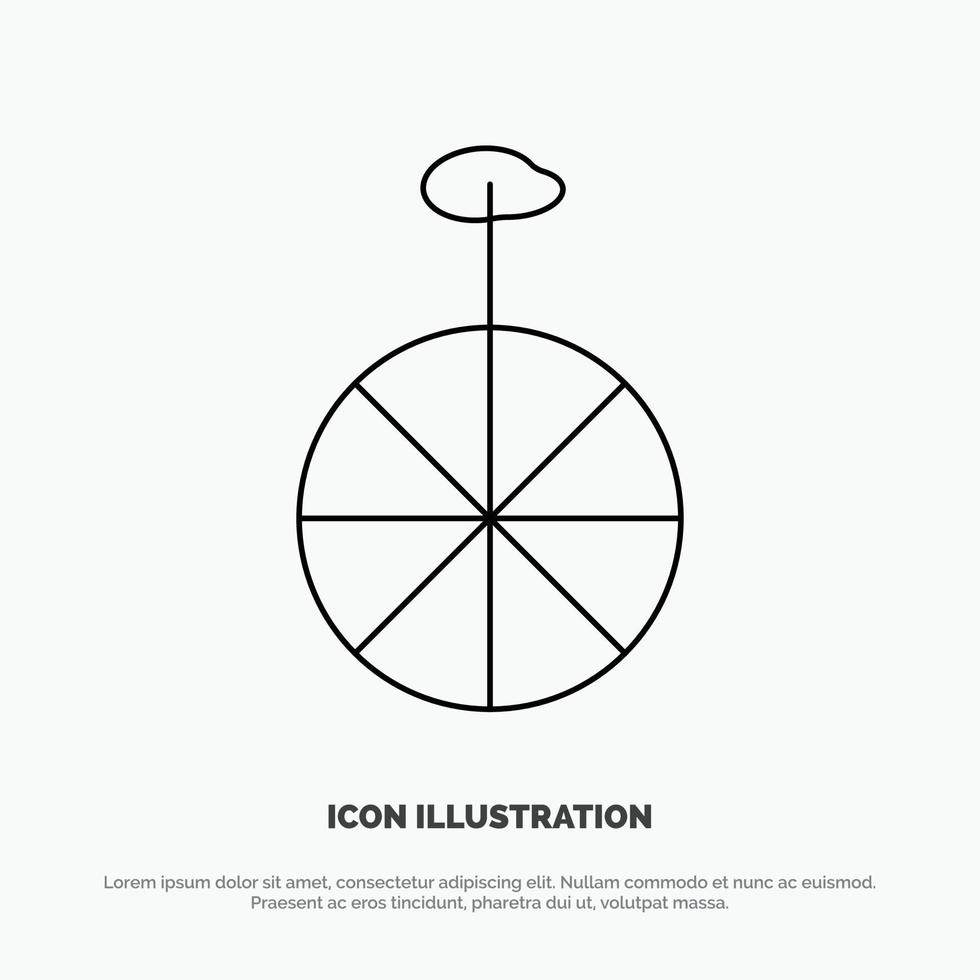 Wheel Cycle Circus Vector Line Icon