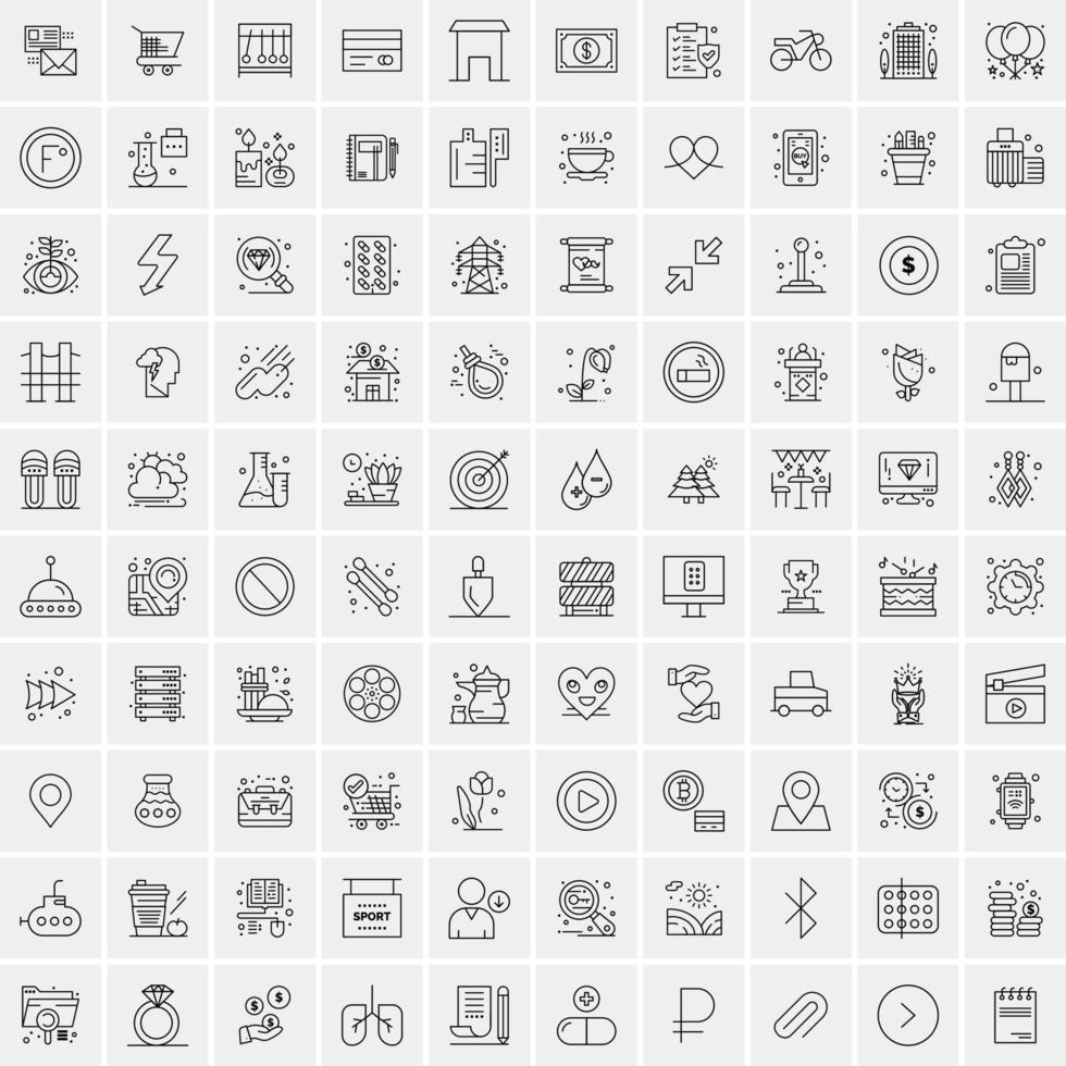 conjunto de 100 iconos de línea de negocios creativos vector