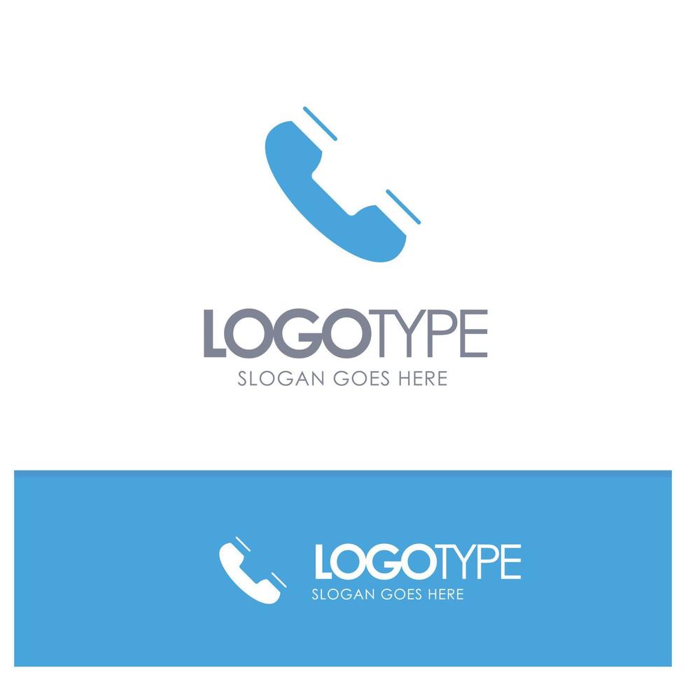 llame al teléfono de contacto anillo de teléfono azul logotipo sólido con lugar para el eslogan vector