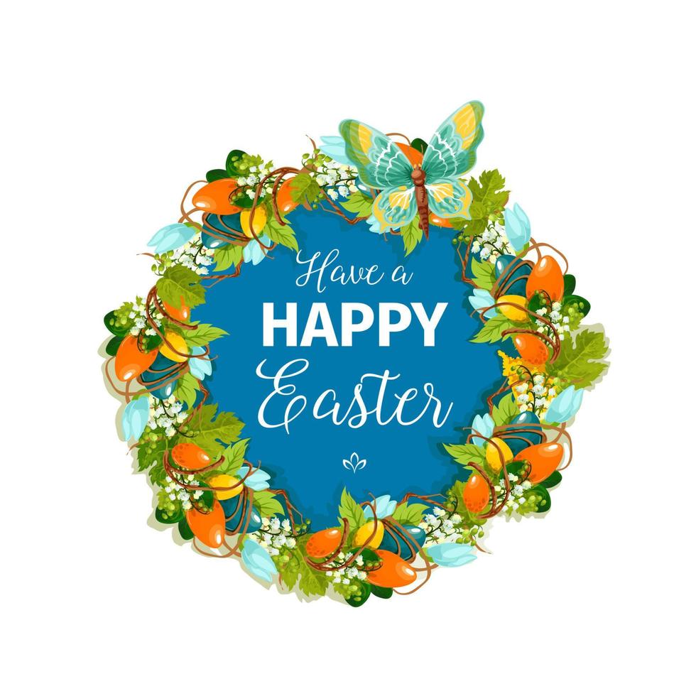 Happy Easter vector floral greeting card