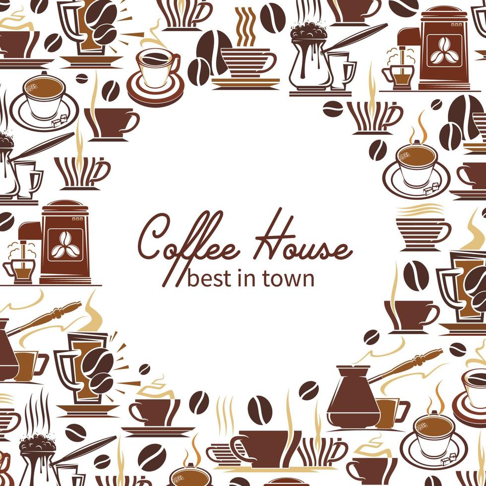 Coffee drink or beverage menu frame of cafe design vector