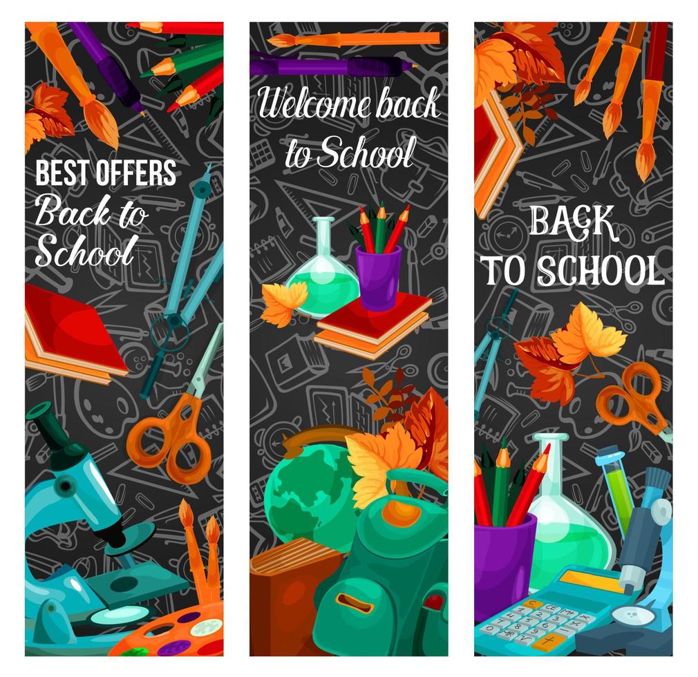 Back to school sale banner with special offer vector