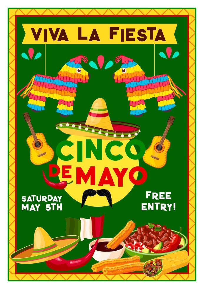 Vector Cinco de Mayo Mexican holiday party flyer