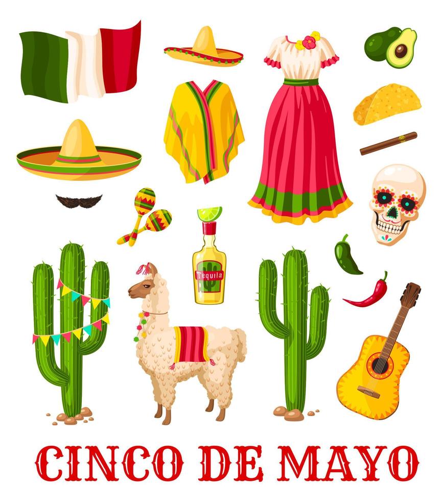 icono de celebración de vacaciones mexicanas de cinco de mayo vector
