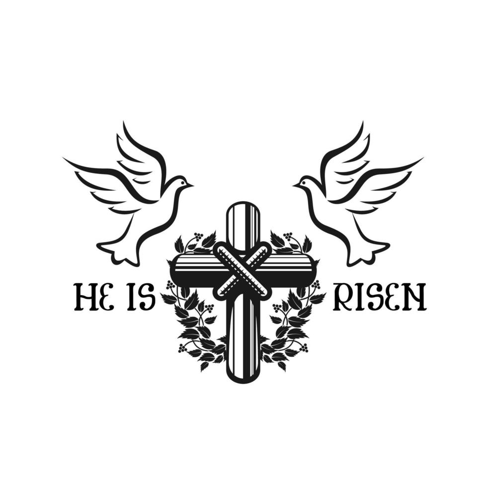 Happy Easter He is Risen vector cross icon
