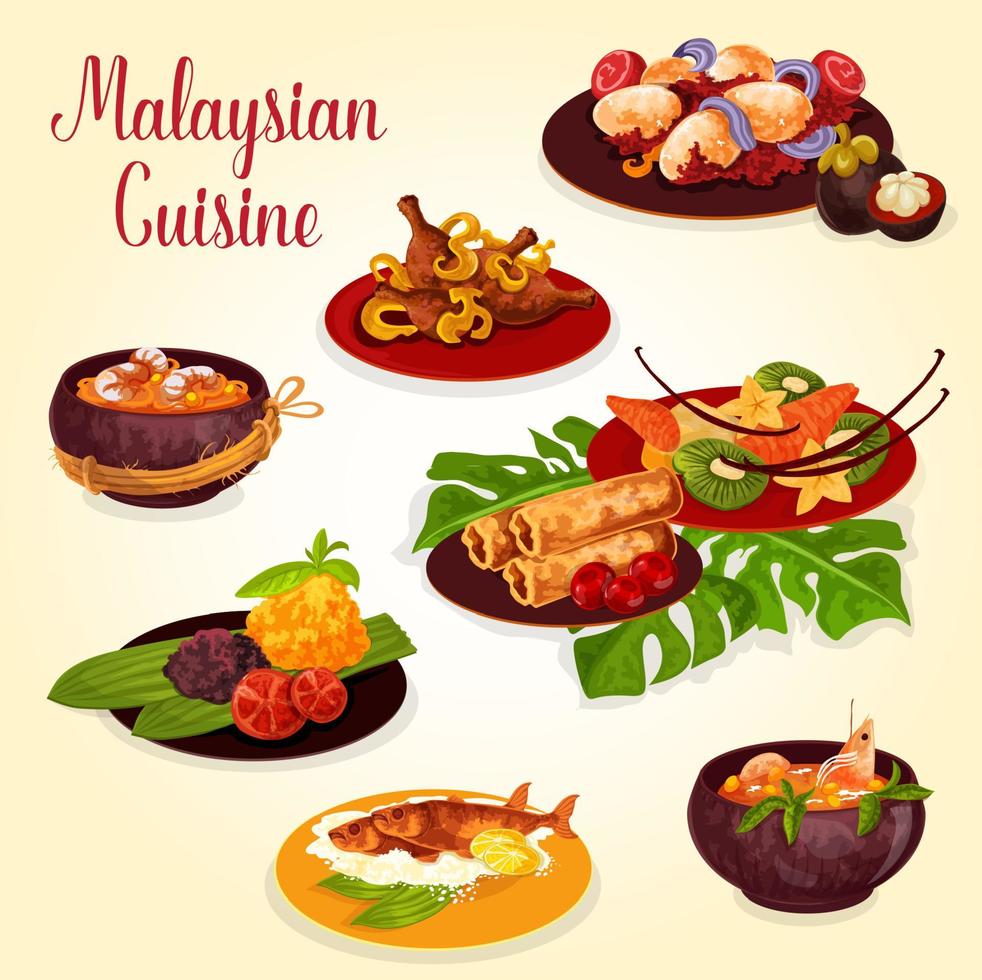 Malaysian food icon with indonesian cuisine dish vector