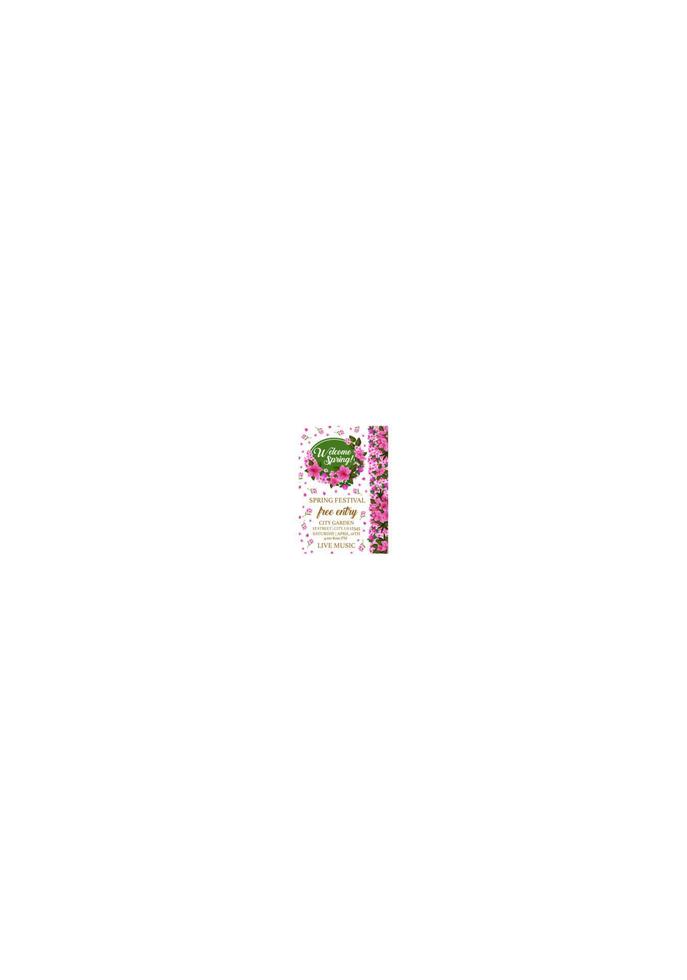 Spring festival poster with pink flower frame vector