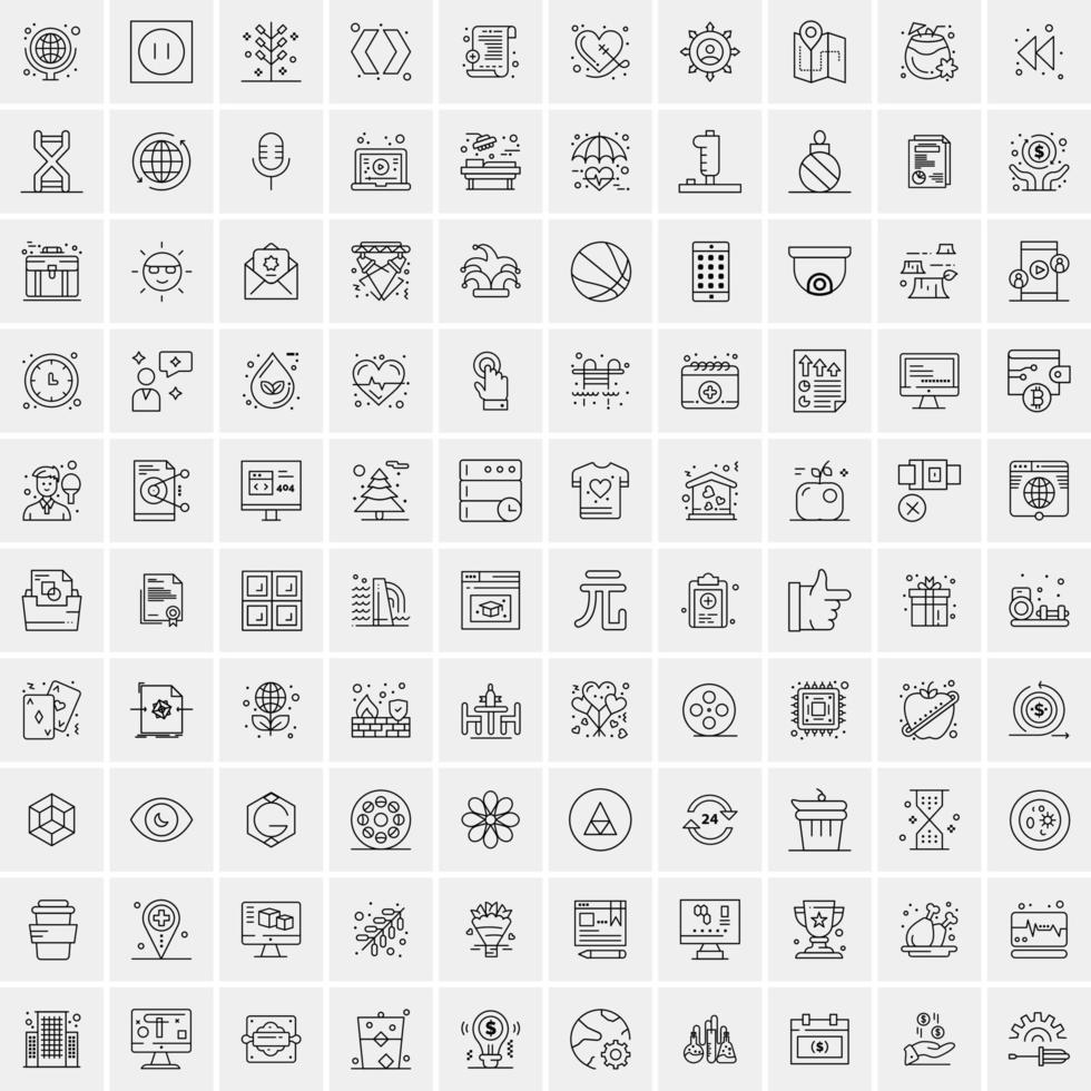 Pack of 100 Universal Line Icons for Mobile and Web vector