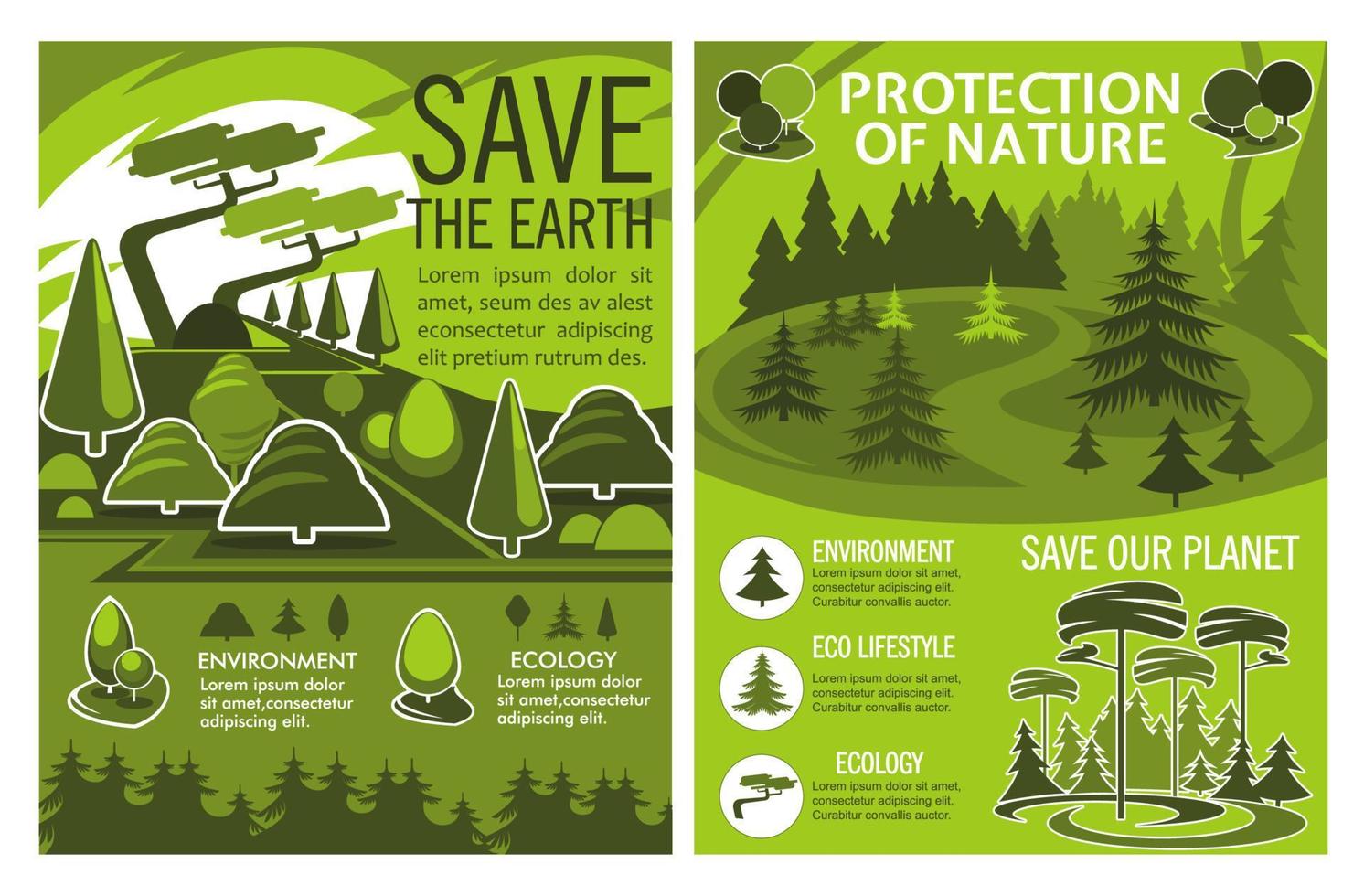 Save Earth poster of eco or environment protection vector