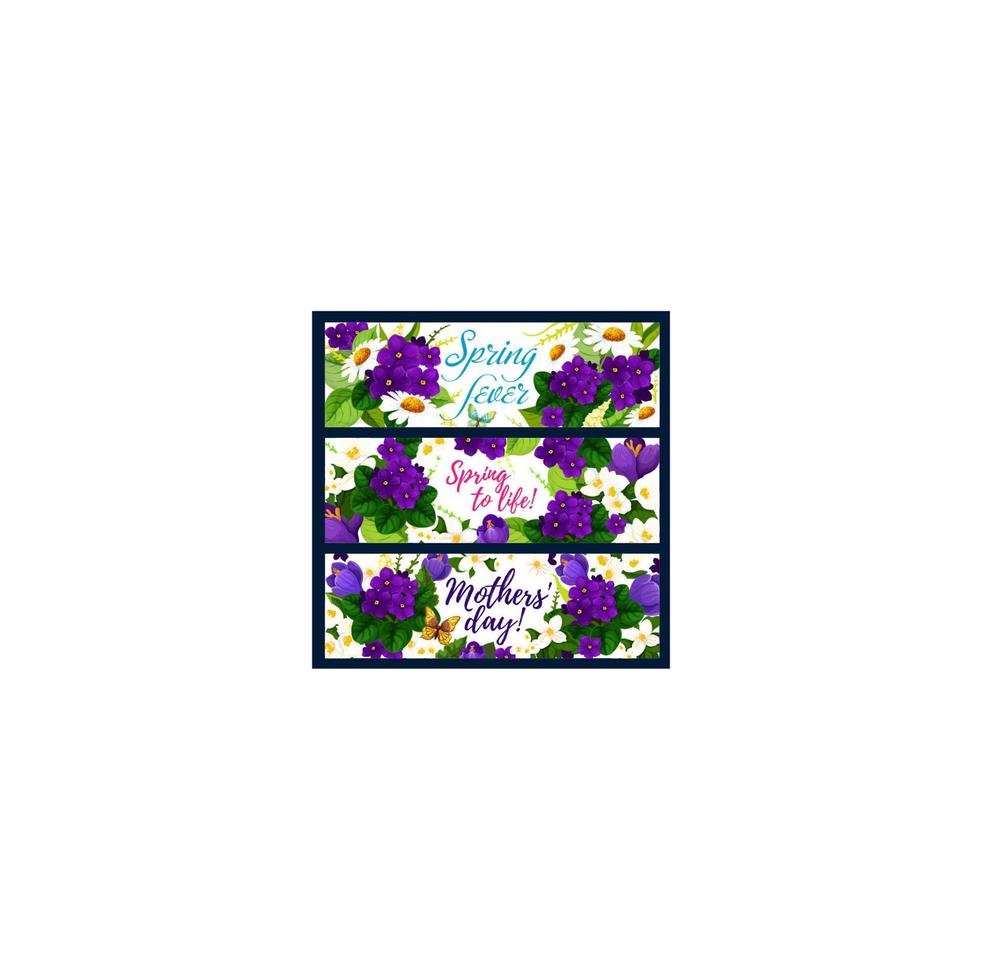 Spring flower with butterfly greeting banner vector