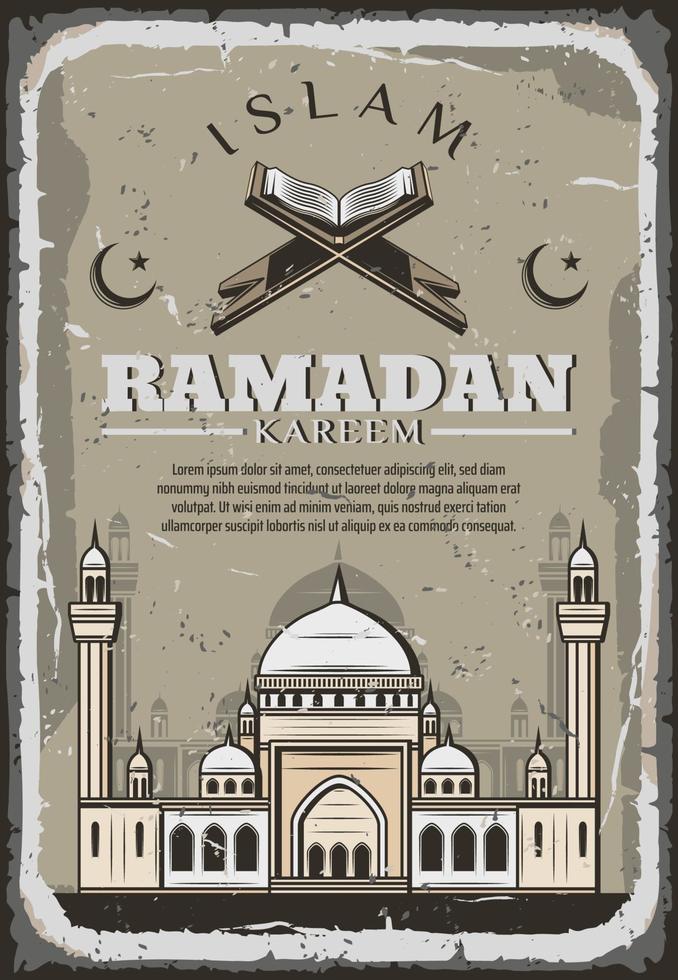 ramadan kareem islam vacaciones vintage tarjeta de felicitación vector