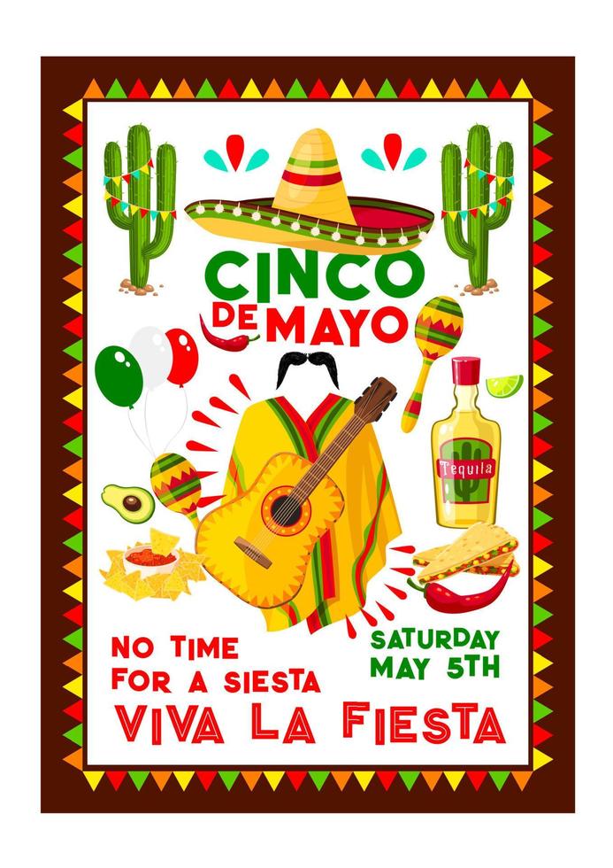 cartel de vector mexicano para vacaciones de cinco de mayo