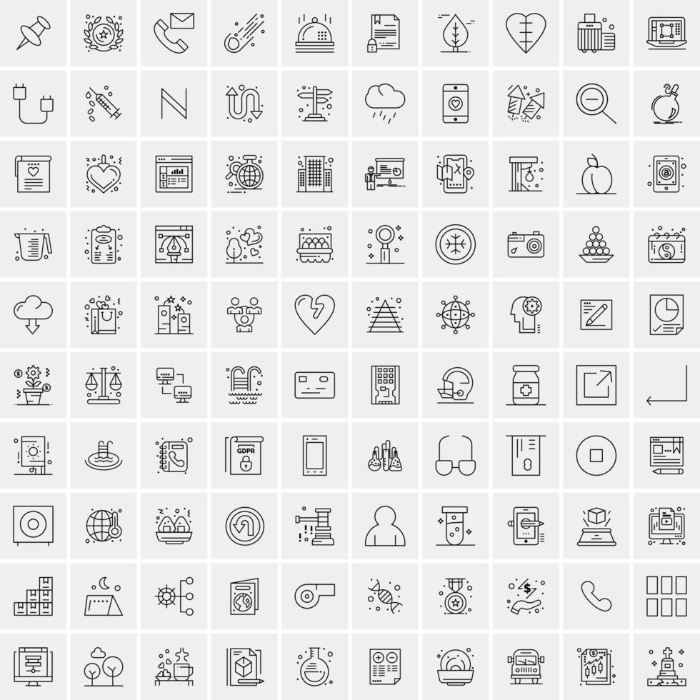 Set of 100 Creative Business Line Icons vector