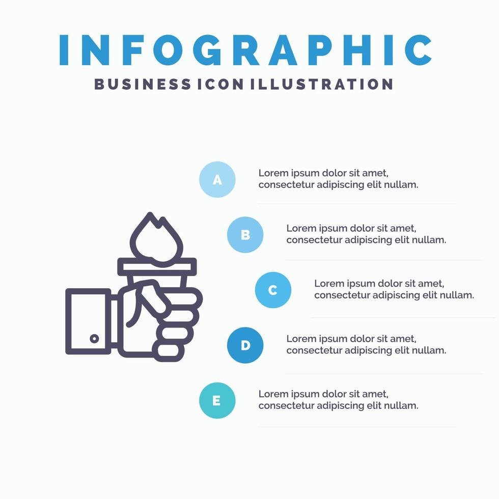 icono de línea olímpica de liderazgo de líder de mano de negocios con fondo de infografía de presentación de 5 pasos vector