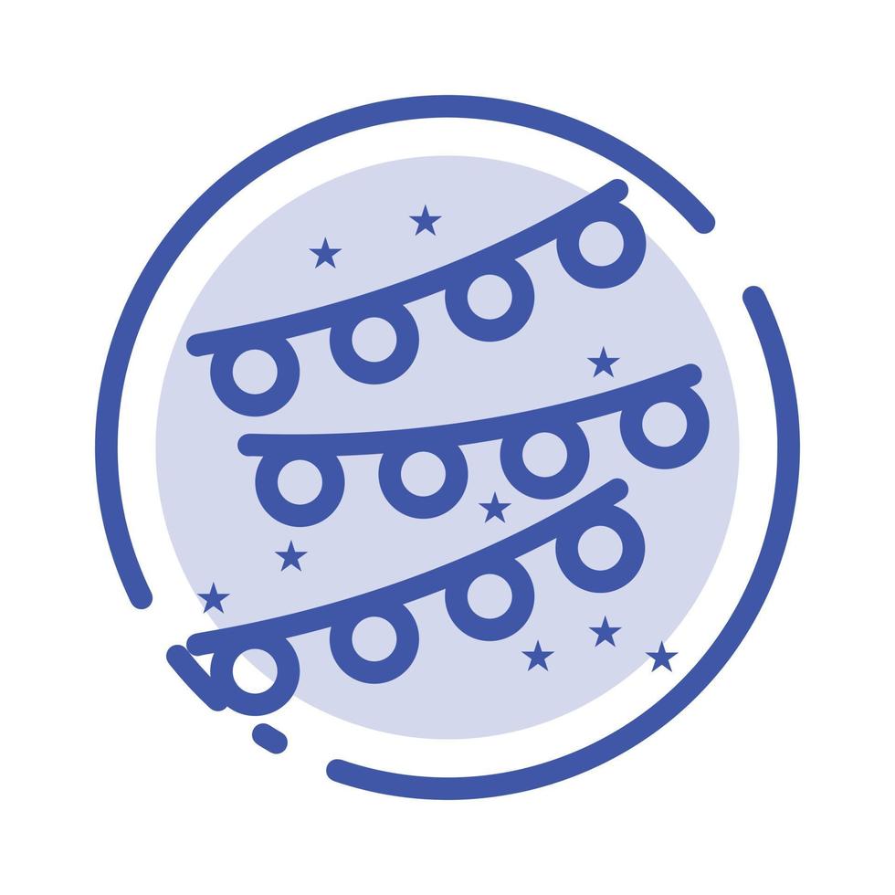 Buntings Party Decoration Party Bulb Blue Dotted Line Line Icon vector