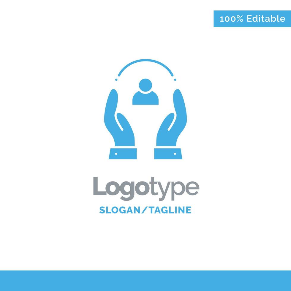 Care Caring Human People Protection Blue Solid Logo Template Place for